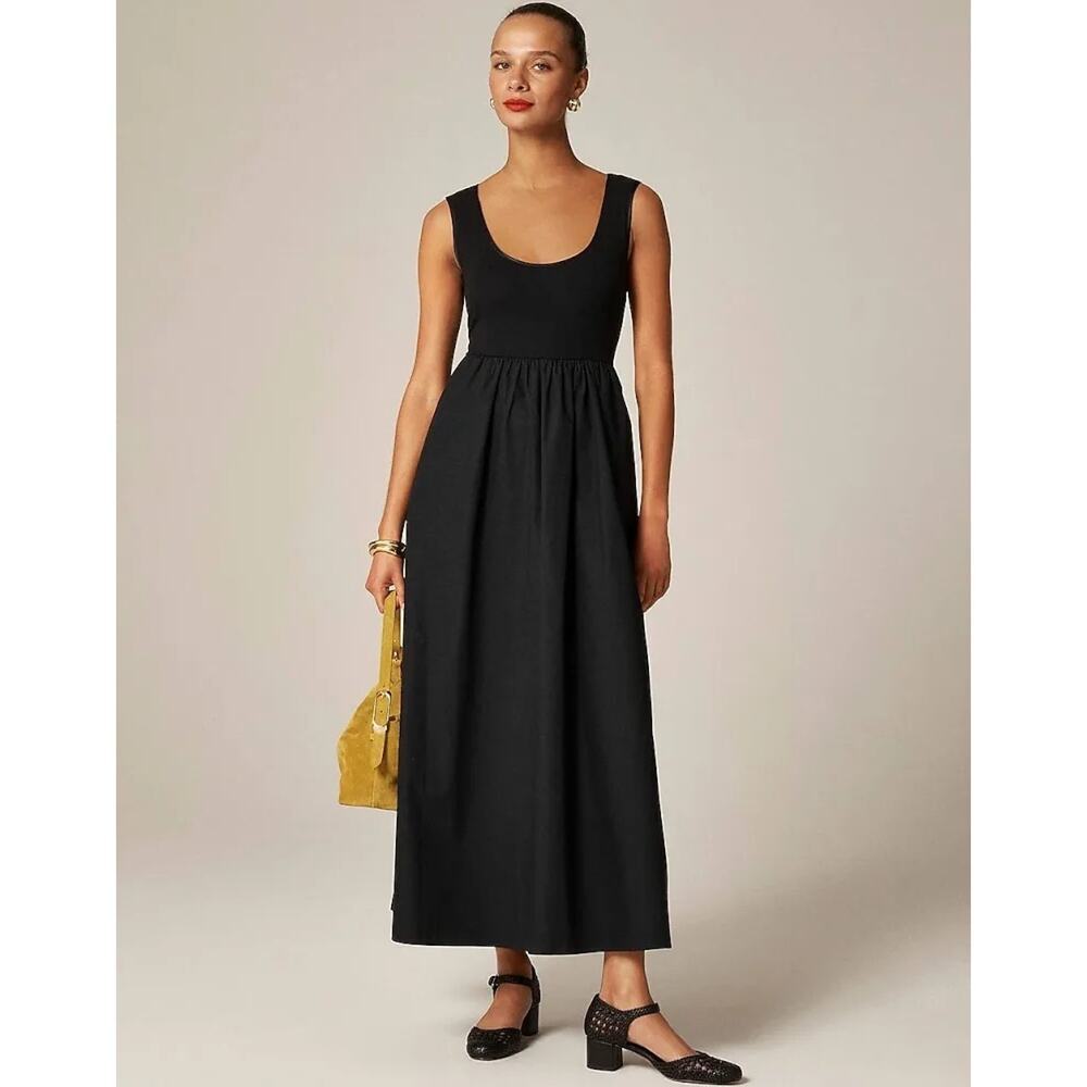 NWT J. Crew Scoopneck Mixy Maxi Dress Black CN606 Size XL - Picture 2 of 12